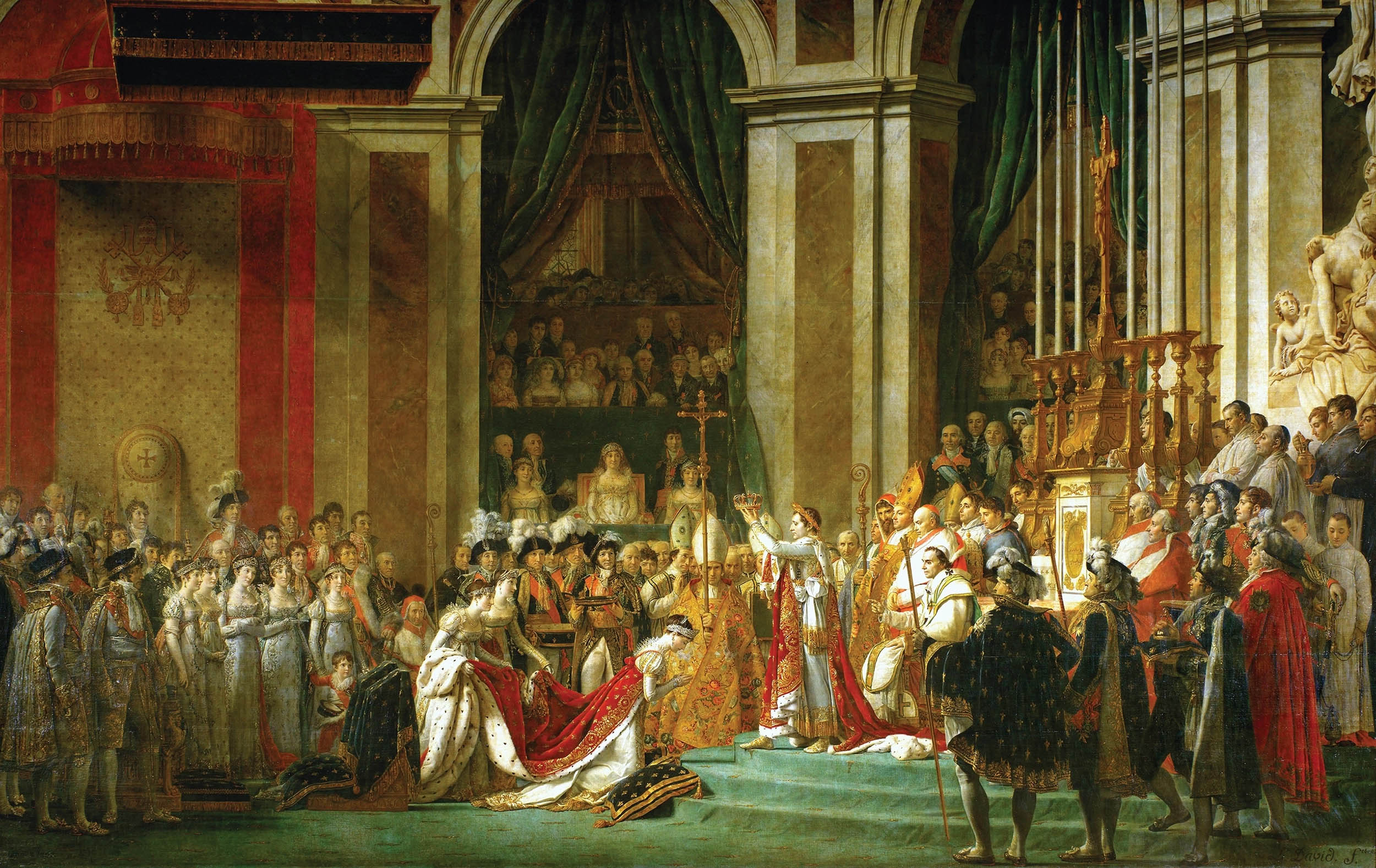 Coronation of Emperor Napoleon I and Coronation of the Empress Josephine in Notre-Dame de Paris, December 2, 1804, by Jacques-Louis David and Georges Rouget, ca. 1805–1807, oil on canvas (Louvre Museum)