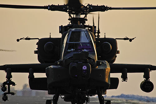 AH-64 Apache attack helicopter at Bagram Airfield after conducting armed reconnaissance operations and precision air strikes (U.S. Air Force/Matt Hecht)