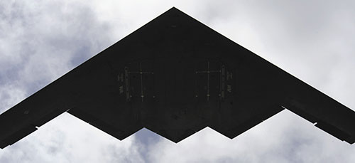 B-2 Spirit over Andersen Air Force Base in Guam as part of continuing operations to maintain bomber presence in region (U.S. Air Force/Kevin J. Gruenwald)