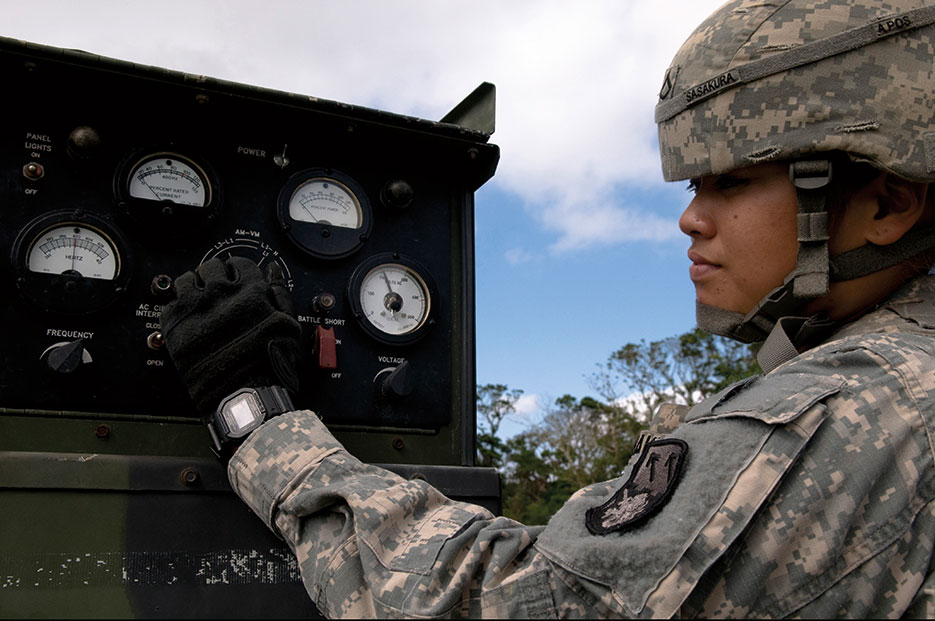 Patriot Missile operator adjusts launcher settings during field training (U.S. Air Force/Maeson Elleman)