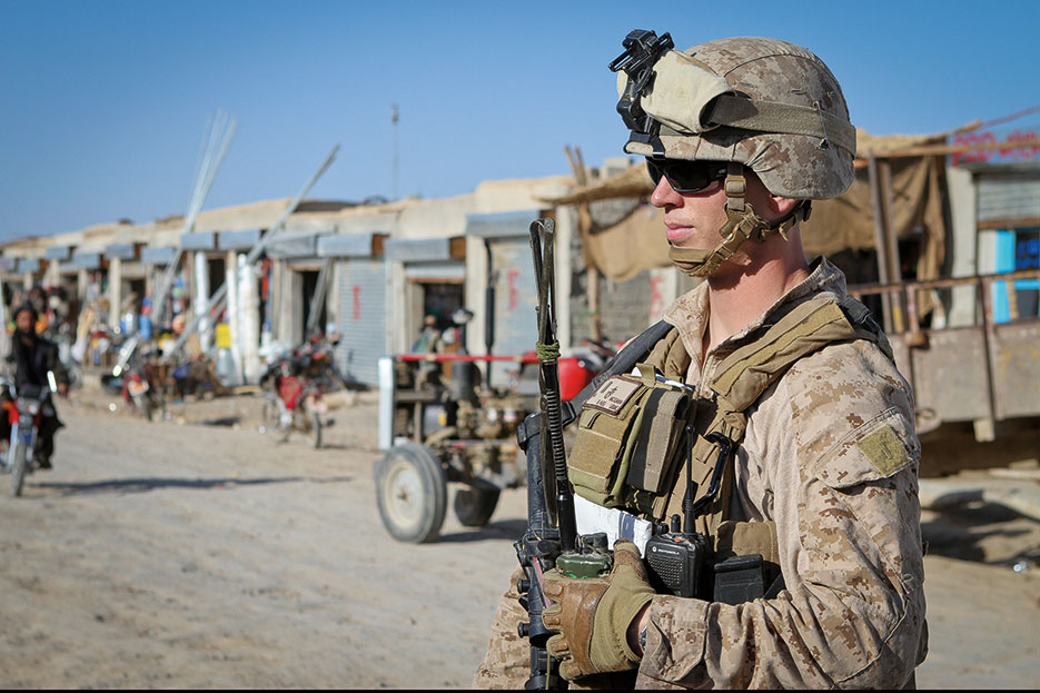 Marine Corps second lieutenant patrols bazaar in Khan Neshin, Afghanistan (U.S. Marine Corps/Michael Cifuentes)
