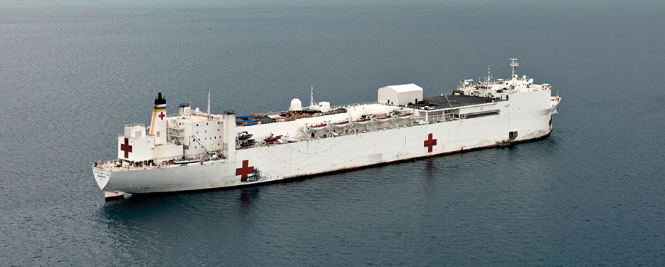 USNS Comfort anchored off Port-au-Prince, Haiti, during Operation Continuing Promise (U.S. Navy/ Eric C. Tretter)
