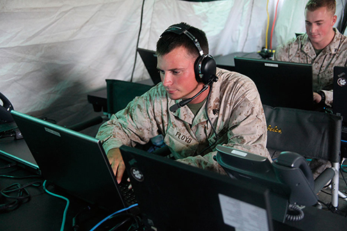 Marines set up command operation center to prepare for future squadron conditions in Germany (U.S. Marine Corps/Unique B. Roberts)