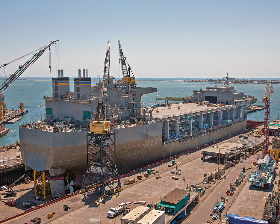 USNS Lewis B. Puller, Mobile Landing Platform–3/Afloat Forward Staging Base–1, under construction at General Dynamics National Steel and Shipbuilding Company shipyard