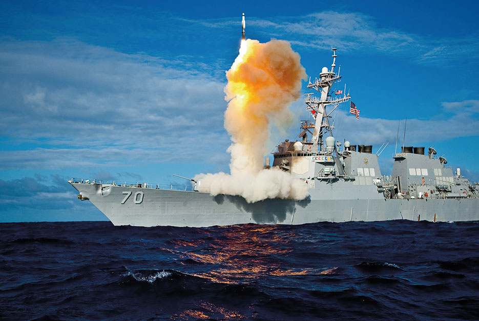 During exercise Stellar Avenger, Aegis-class destroyer USS Hopper launches Standard Missile–3 Blk IA, successfully intercepting subscale short-range ballistic missile, launched from Kauai Test Facility, Pacific Missile Range Facility, Barking Sans, Kauai (U.S. Navy)