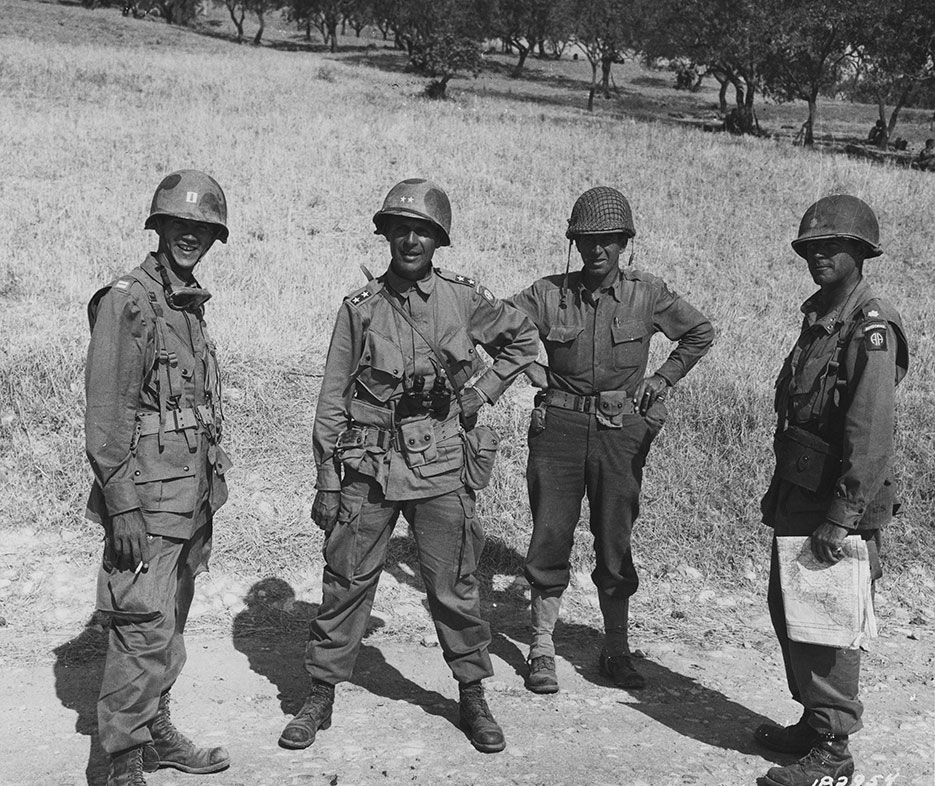 U.S. Army General Matthew Ridgway (second from left) in Ribera, Sicily, July 25, 1943