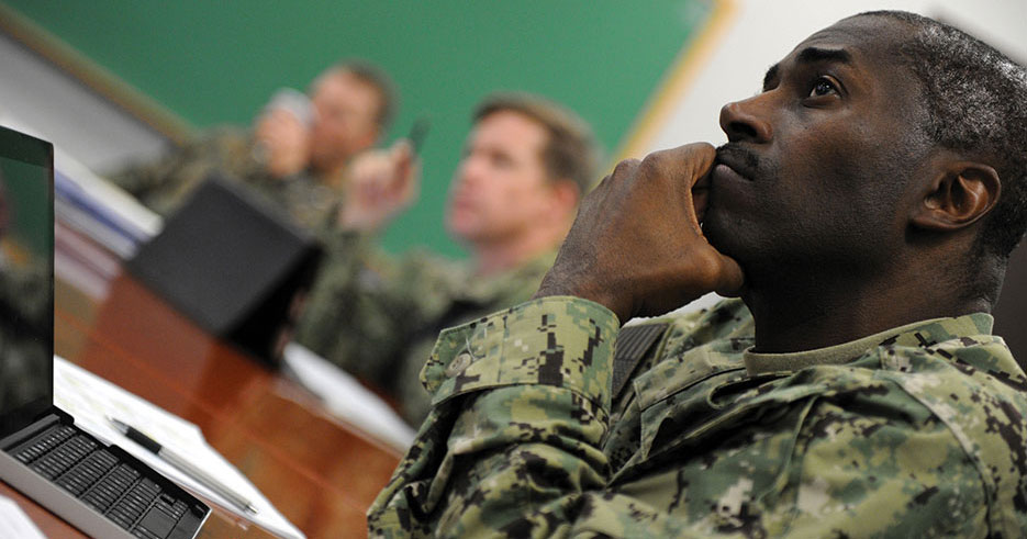 U.S. Naval War College student participates in National Security Decision Making seminar (U.S. Navy/James E. Foehl)