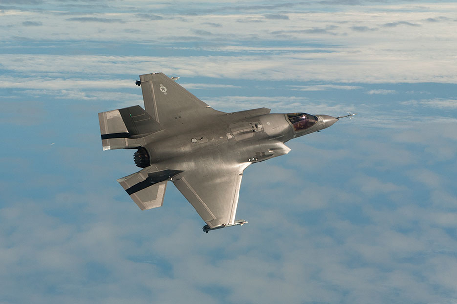 Navy test pilot flies F-35B Joint Strike Fighter aircraft BF-3 with inert AIM-9X Sidewinder missiles over Atlantic Test Range (U.S. Navy/Courtesy of Lockheed Martin/Michael Jackson)