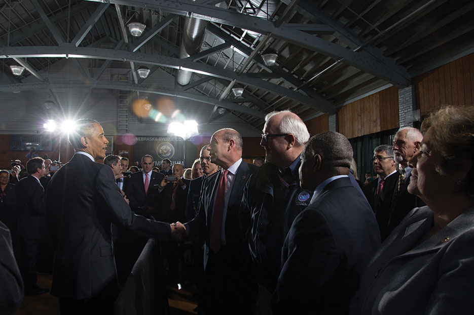 President Obama speaks at DHS about how his budget would safeguard cyberspace and strengthen national preparedness and resilience (DHS/Jetta Disco)