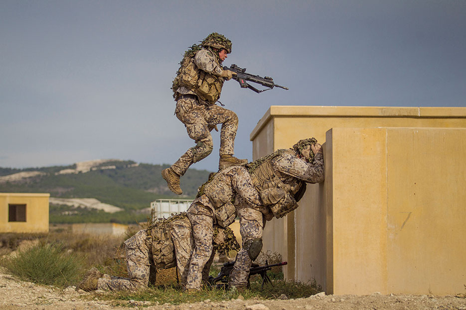 Baltic battalion soldiers during city battle training day in San Gregorio, Spain, October 24, 2015, during Trident Juncture 2015 (NATO/Siim Teder)