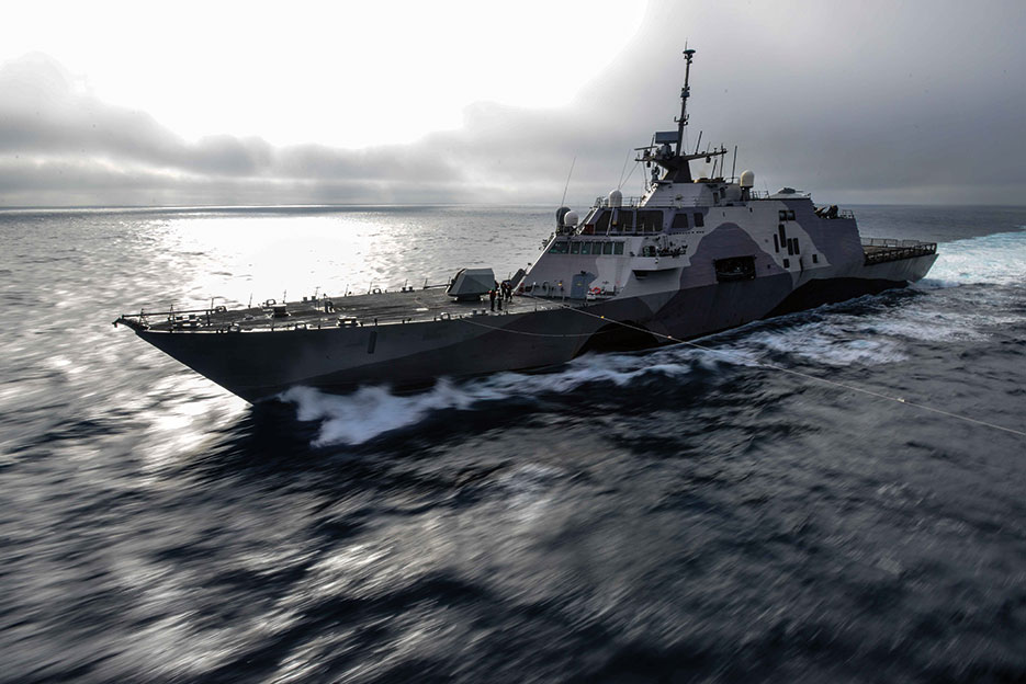 USS Freedom and USS John C. Stennis are under way conducting Independent Deployer Certification exercise in surface warfare, air defense, maritime-interception operations, command and control/information warfare, C4 systems intelligence, and mine warfare, April 28, 2015 (U.S. Navy/Ignacio D. Perez)