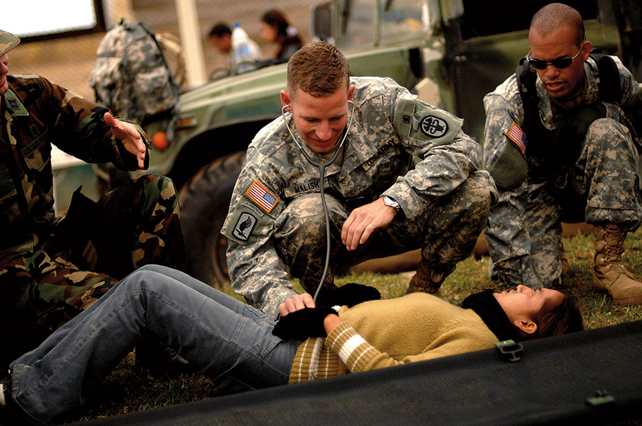 DOD deployed medical teams from Joint Task Force–Bravo to Peru to provide aid in aftermath of 8.0 magnitude earthquake that struck area on August 15, 2007 (DOD/Jeremy Lock)