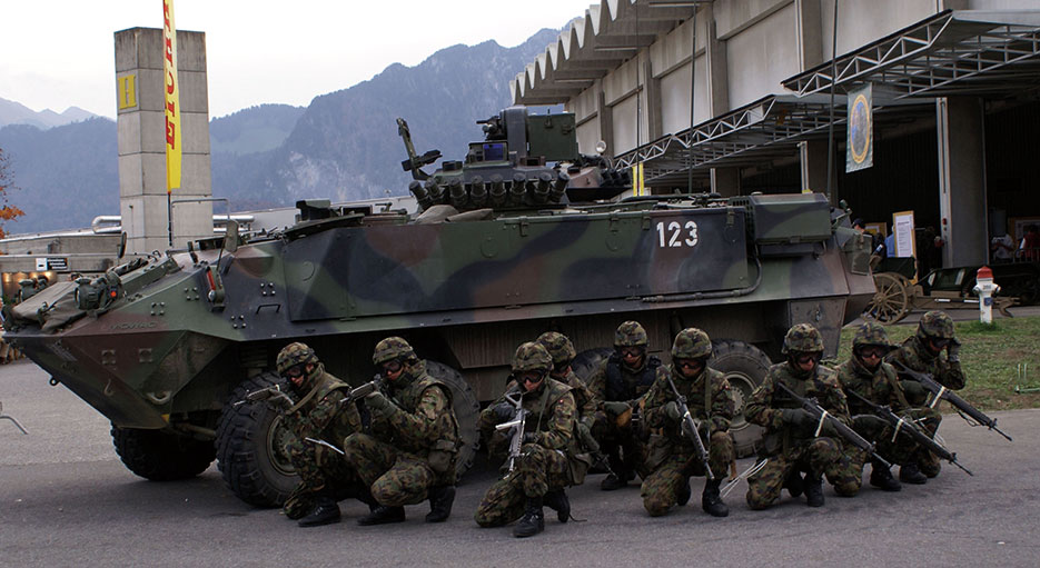 Swiss army infantry squad conduct building search demonstration, October 27, 2006, in Thun (Courtesy TheBernFiles)