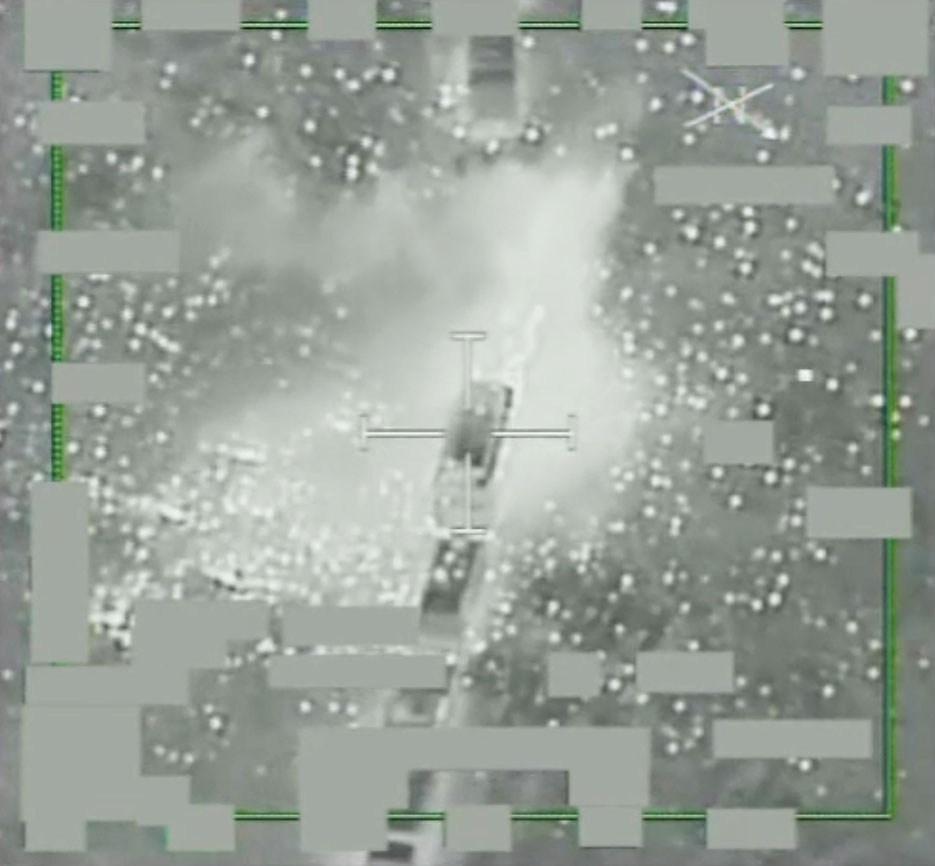 “Coalition Airstrike Destroys 283 Daesh Oil Trucks Near Al Hassakah and Dayr Az Zawr, Syria, to Degrade Daesh Oil Revenue,” November 22, 2015 (Screenshot: Combined Joint Task Force–Operation Inherent Resolve video)