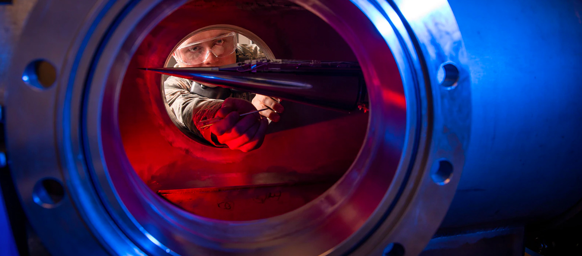 Cadet uses Ludwieg Tube to measure pressures, temperatures, and flow field of various basic geometric and hypersonic research vehicles