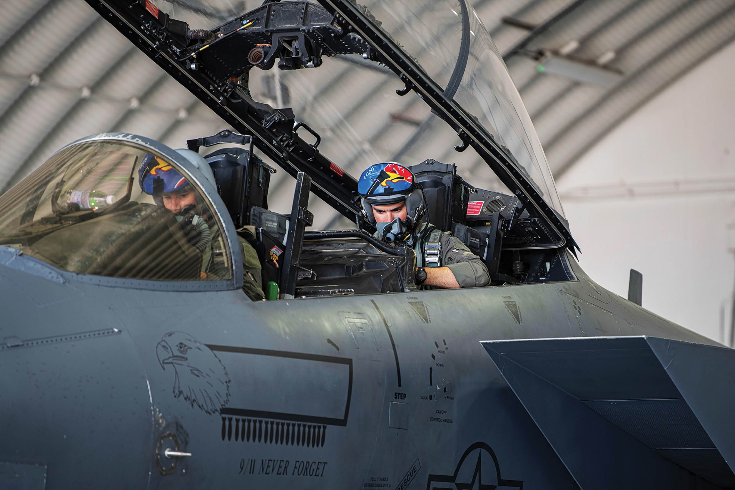 Air Force aircrew at Royal Air Force Lakenheath, England, perform preflight checks