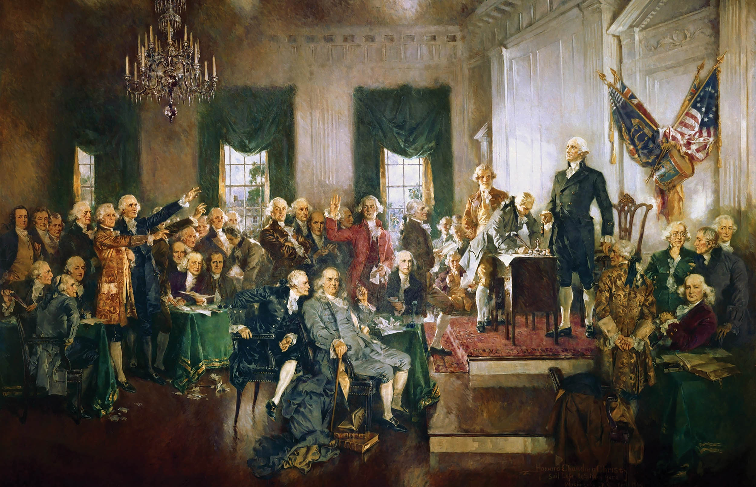 Scene at the Signing of the Constitution of the United States, by Howard Chandler Christy, 1940, oil on canvas, U.S. Capitol