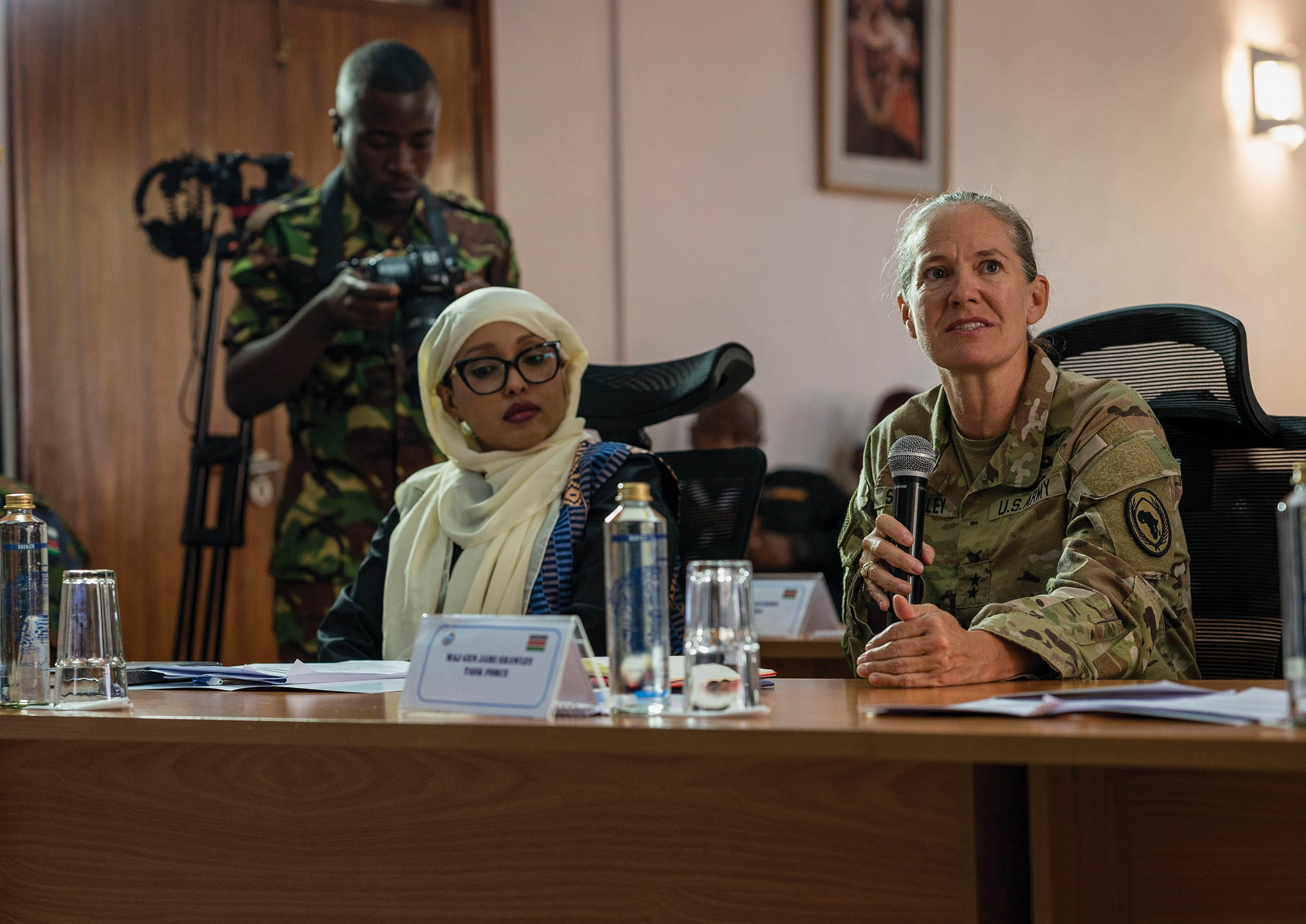 Army Major General Jami Shawley, Commanding General of Combined Joint Task Force–Horn of Africa, conveys importance of including women in discussion of security during Women, Peace, and Security Conference, March 21, 2023, in Nairobi, Kenya (U.S. Air Force/Rachel L. VanZale)
