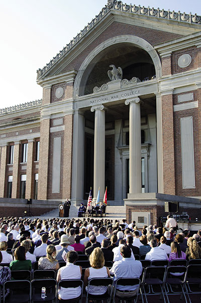 National Defense University President MG Gregg F. Martin addresses NDU Class of 2013 during convocation ceremony on front steps of National War College (NDU/Katie Lewis)