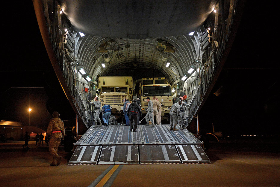 Patriot missile mobile launcher and air defense equipment deployed to U.S. and NATO Patriot missile batteries at Incirlik Air Base, Turkey (U.S. Air Force/Charles Larkin, Sr.)