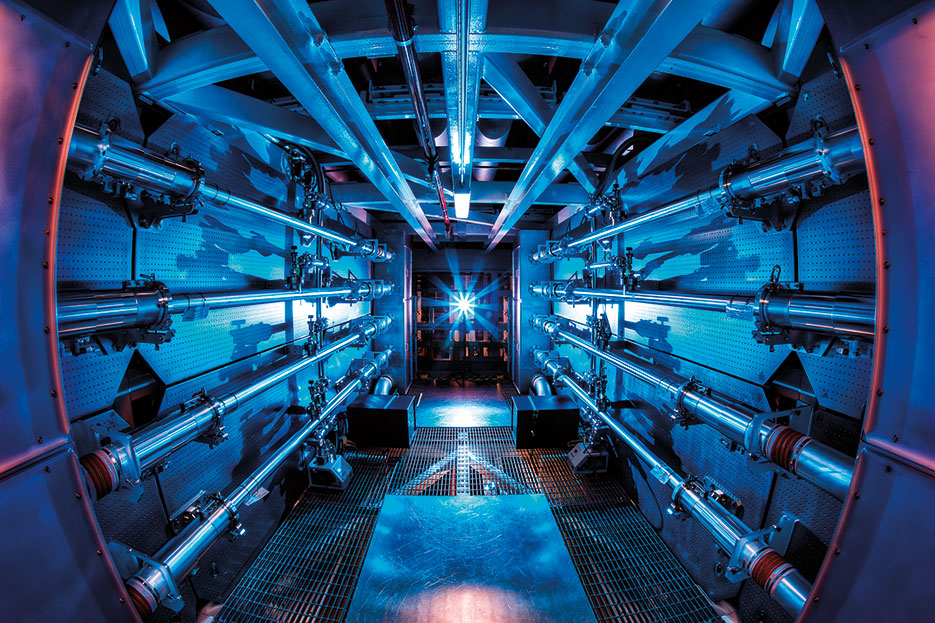 Preamplifiers of National Ignition Facility are first step in increasing energy of laser beams as they make their way toward target chamber (Lawrence Livermore Research Laboratory/Damien Jemison)
