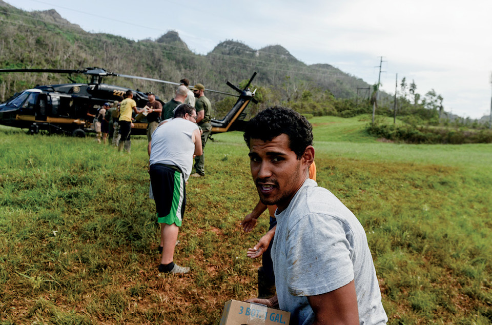 Department of Homeland Security delivers food and water to isolated Puerto Rico residents after Hurricane Maria destroyed infrastructure around Utuado, Puerto Rico, October 12, 2017 (U.S. Air Force/Joshua L. DeMotts)