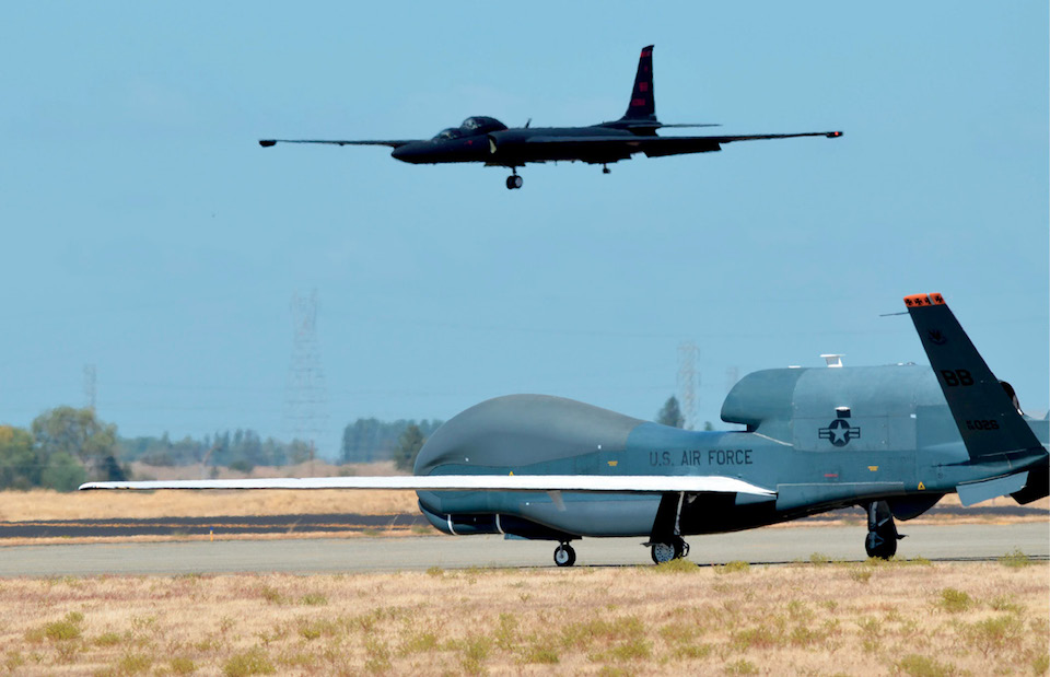 RQ-4 Global Hawk and U-2 Dragon Lady are Air Force’s primary high-altitude ISR aircraft, Beale Air Force Base, California, September 17, 2013 (U.S. Air Force/Bobby Cummings)