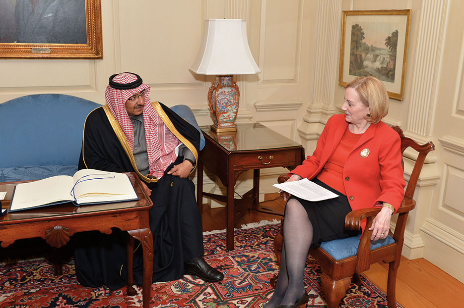 Assistant Secretary of State for Near Eastern Affairs Anne Patterson meets with Saudi Interior Foreign Minister Mohammed bin Nayef in Washington, DC, February 2014 (State Department)